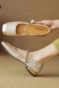 Color-Block Low-Heel Mary Jane Shoes for Women, Spring/Summer 2025 Square-Toe Chunky Heel in Large Sizes, Trendy Fashion Footwear