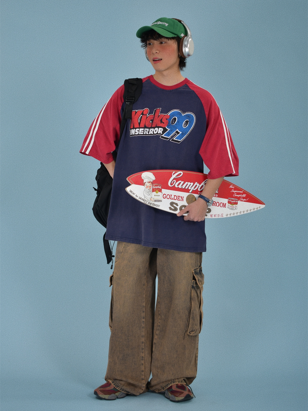 Color-Block Retro Sports Short Sleeve T-Shirt for Summer - Loose Fit Distressed Double Stripe Trendy Style Color-Block Retro Sports Short Sleeve T-Shirt for Summer - Loose Fit Distressed Double Stripe Trendy Style