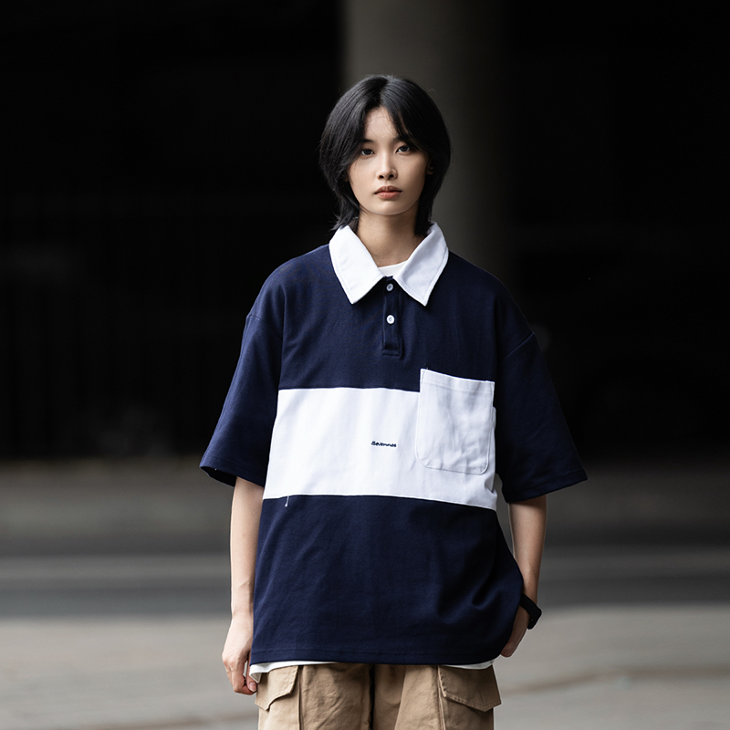 Color-Block Short Sleeve Polo Shirt for Men, Versatile Japanese Style T-Shirt, Summer Fashion, Casual 90s Inspired Top Color-Block Short Sleeve Polo Shirt for Men, Versatile Japanese Style T-Shirt, Summer Fashion, Casual 90s Inspired Top