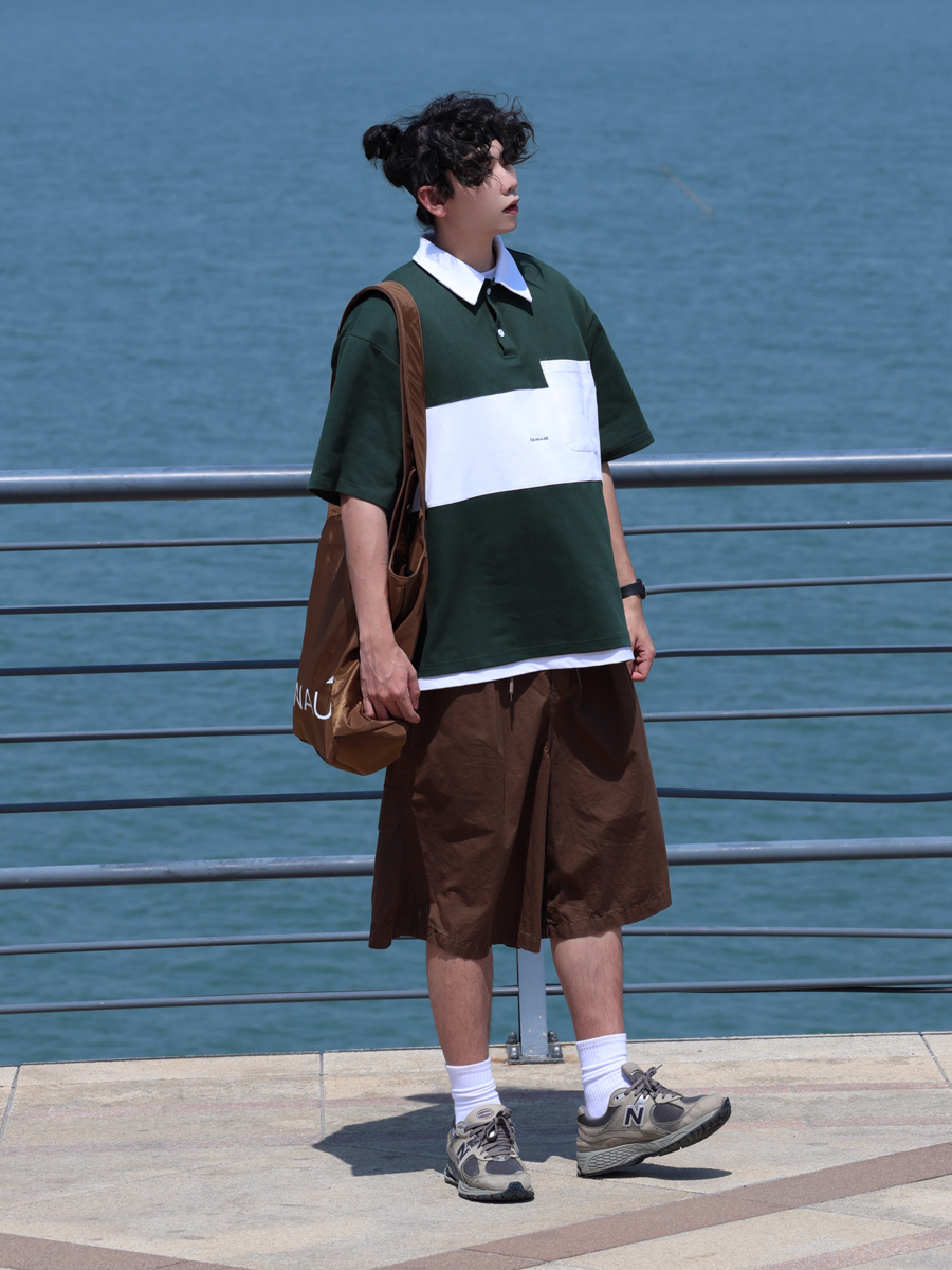 Color-Block Short Sleeve Polo Shirt for Men, Versatile Japanese Style T-Shirt, Summer Fashion, Casual 90s Inspired Top Color-Block Short Sleeve Polo Shirt for Men, Versatile Japanese Style T-Shirt, Summer Fashion, Casual 90s Inspired Top