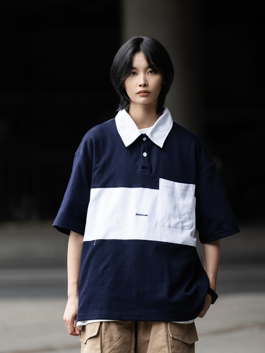 Color-Block Short Sleeve Polo Shirt for Men, Versatile Japanese Style T-Shirt, Summer Fashion, Casual 90s Inspired Top Color-Block Short Sleeve Polo Shirt for Men, Versatile Japanese Style T-Shirt, Summer Fashion, Casual 90s Inspired Top