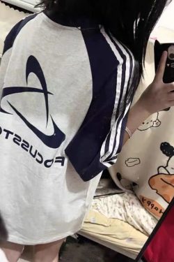 Color-Block Short Sleeve T-Shirt for Girls - Three-Stripe Raglan Design, Summer Fashion for Middle and High School Students