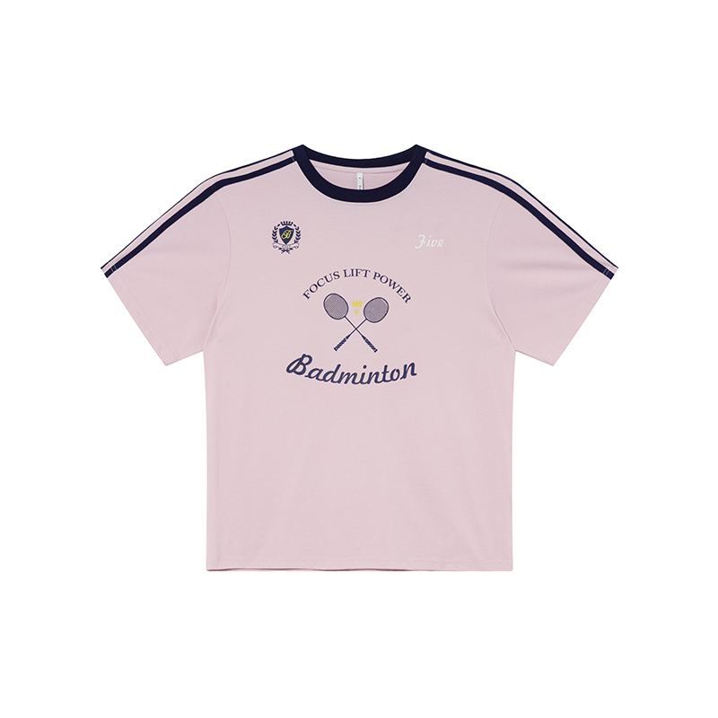 Color-Block Woven Strap Sports T-Shirt for Women - American Style Summer Top, Loose Fit, Slimming Design, Trendy Casual Wear Color-Block Woven Strap Sports T-Shirt for Women - American Style Summer Top, Loose Fit, Slimming Design, Trendy Casual Wear