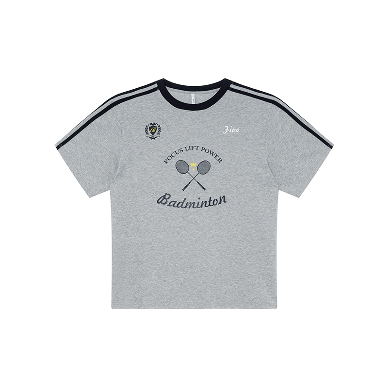 Color-Block Woven Strap Sports T-Shirt for Women - American Style Summer Top, Loose Fit, Slimming Design, Trendy Casual Wear Color-Block Woven Strap Sports T-Shirt for Women - American Style Summer Top, Loose Fit, Slimming Design, Trendy Casual Wear