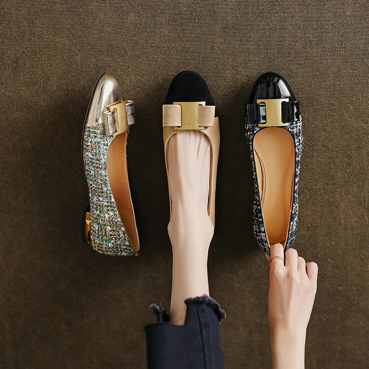 Color-Blocked Bow Flat Shoes for Women - Italian Style, Versatile French Fashion, Shallow Mouth Design, Chic & Elegant Footwear Color-Blocked Bow Flat Shoes for Women - Italian Style, Versatile French Fashion, Shallow Mouth Design, Chic & Elegant Footwear