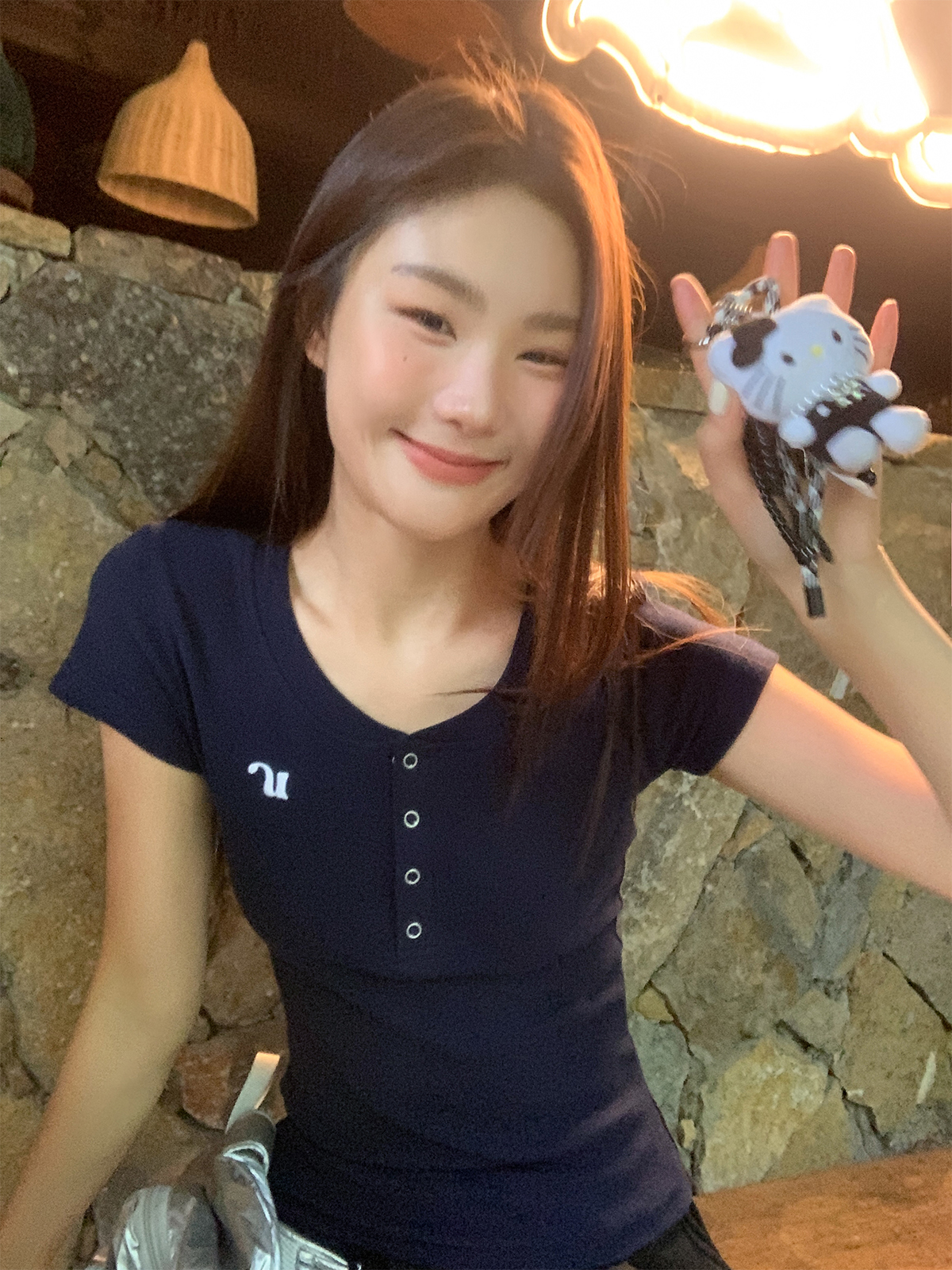 Color-Blocked Embroidered Short-Sleeve Women's T-Shirt - American Retro Style, Slim Fit, Flattering Summer Top Color-Blocked Embroidered Short-Sleeve Women's T-Shirt - American Retro Style, Slim Fit, Flattering Summer Top