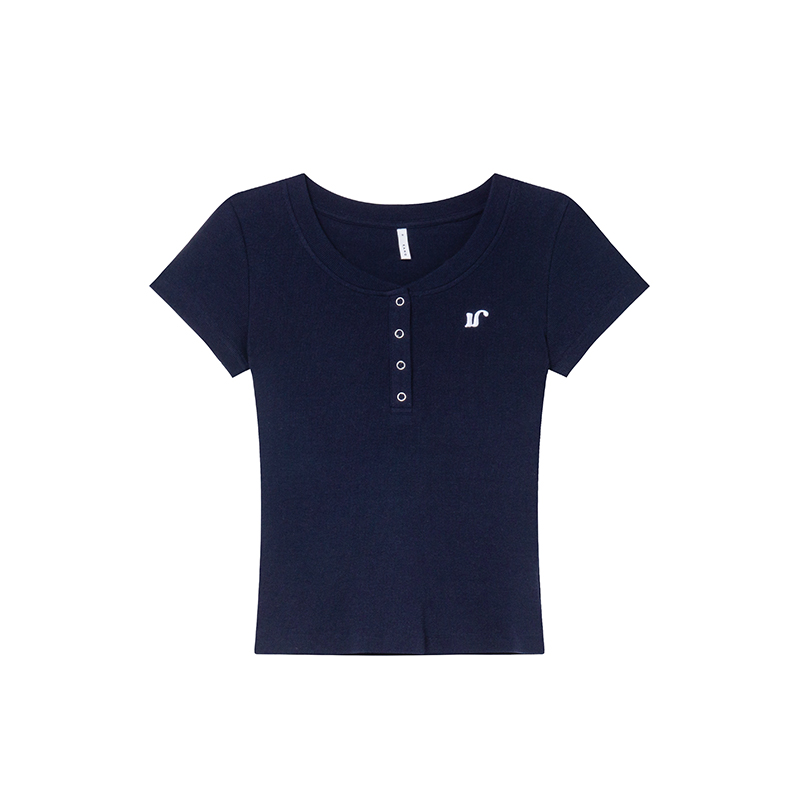 Color-Blocked Embroidered Short-Sleeve Women's T-Shirt - American Retro Style, Slim Fit, Flattering Summer Top Color-Blocked Embroidered Short-Sleeve Women's T-Shirt - American Retro Style, Slim Fit, Flattering Summer Top