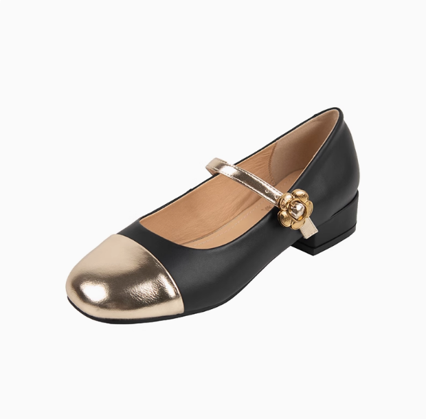 Color-Blocked Genuine Leather Mary Jane Shoes for Women - Mid-Heel Chunky Flats for Spring & Summer Fashion Color-Blocked Genuine Leather Mary Jane Shoes for Women - Mid-Heel Chunky Flats for Spring & Summer Fashion