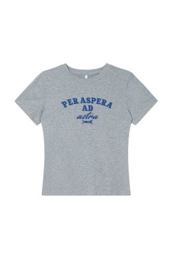 Color-Blocked Letter Printed Slim Fit Short Sleeve T-Shirt for Women - Casual Summer 2025 Round Neck Top, Trendy Everyday Wear