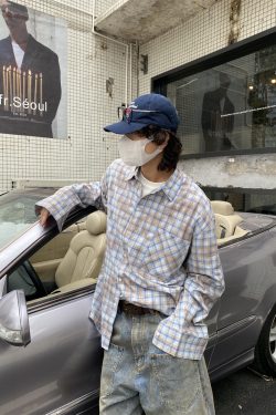 Color-Blocked Patchwork Plaid Long Sleeve Shirt Jacket for Men and Women - Retro Loose Casual Checkered Top for Spring, Summer, Autumn