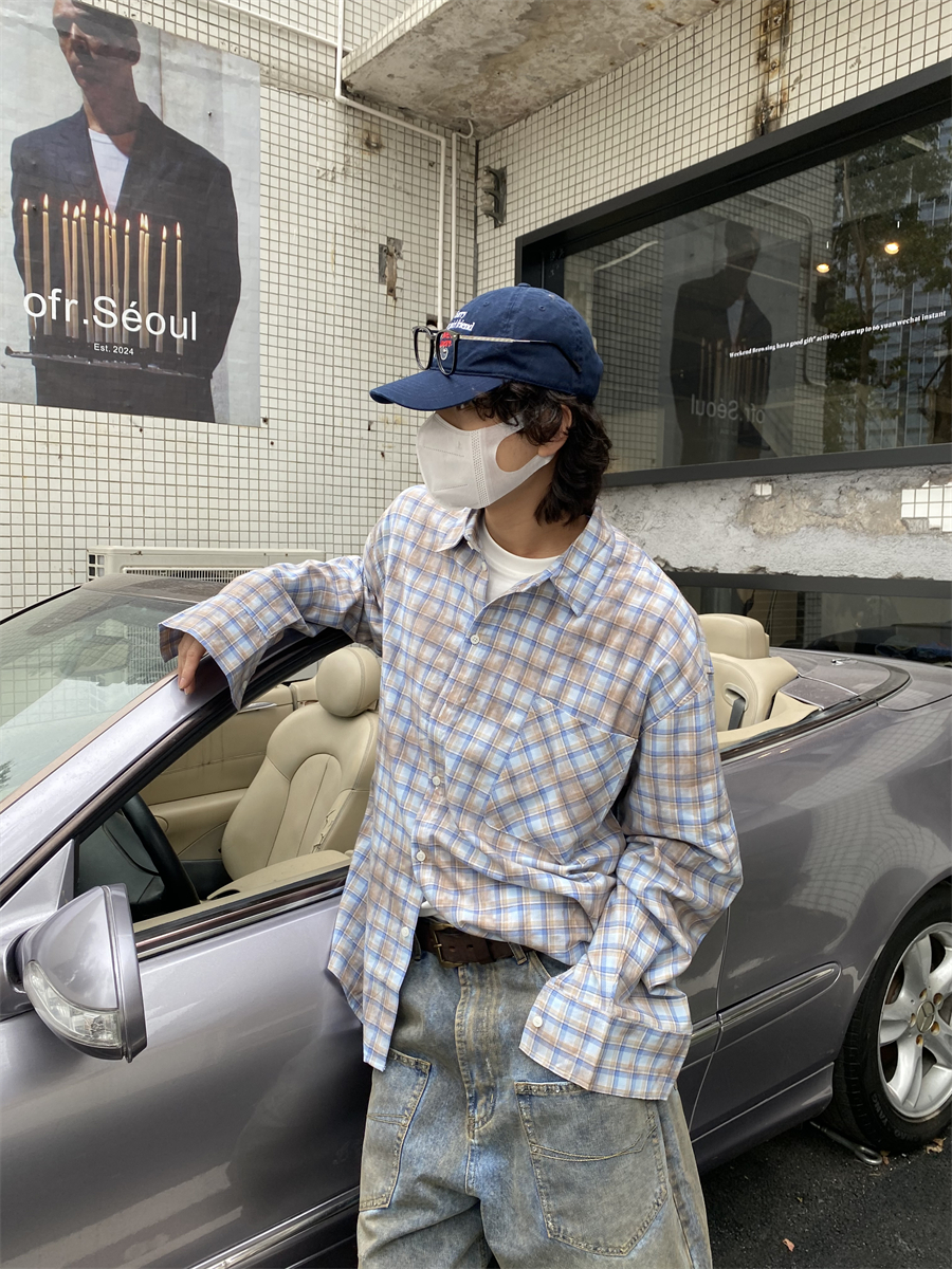 Color-Blocked Patchwork Plaid Long Sleeve Shirt Jacket for Men and Women - Retro Loose Casual Checkered Top for Spring, Summer, Autumn Color-Blocked Patchwork Plaid Long Sleeve Shirt Jacket for Men and Women - Retro Loose Casual Checkered Top for Spring, Summer, Autumn