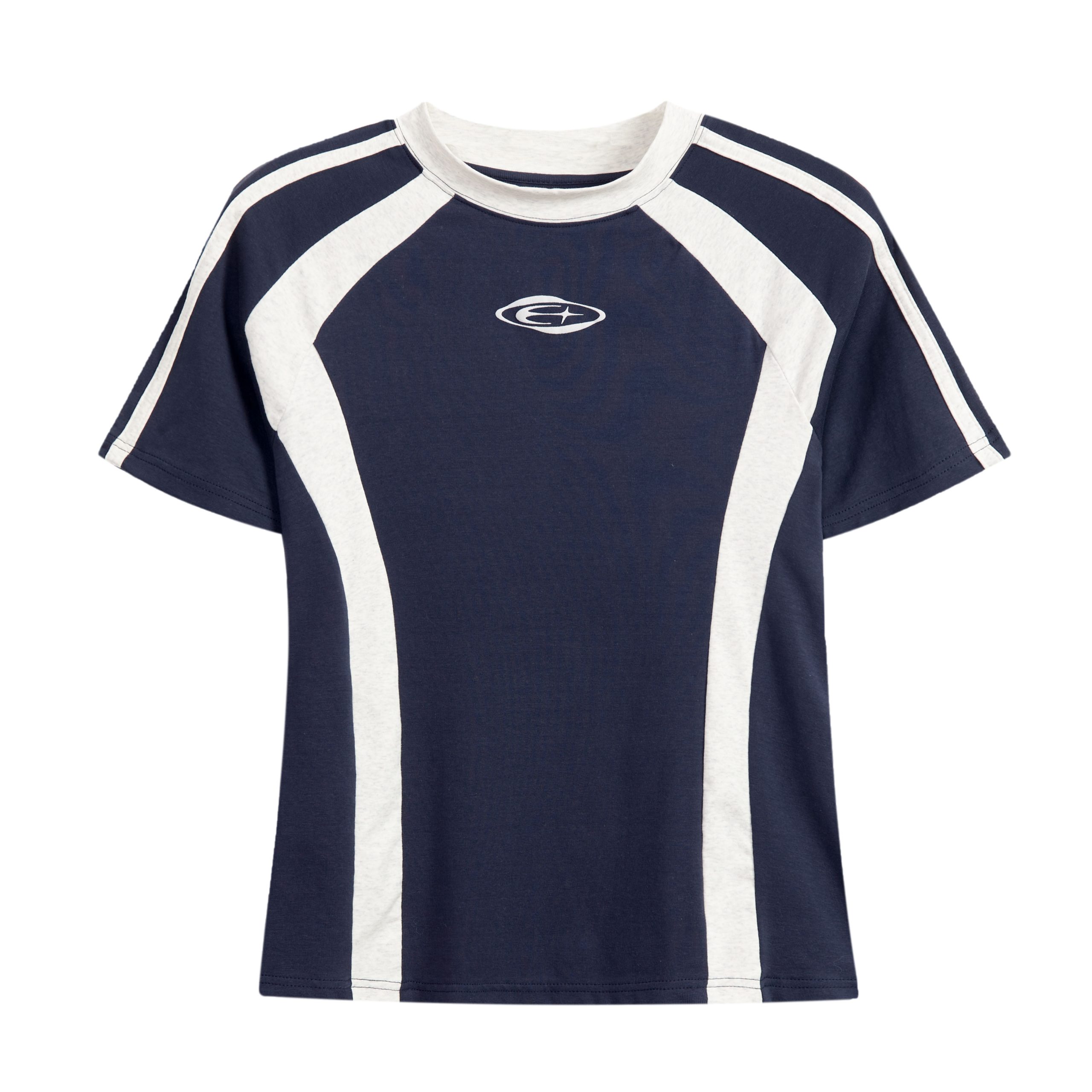 Color-Blocked Short-Sleeve Crop Top for Women - American Retro Slim-Fit Summer T-Shirt Color-Blocked Short-Sleeve Crop Top for Women - American Retro Slim-Fit Summer T-Shirt