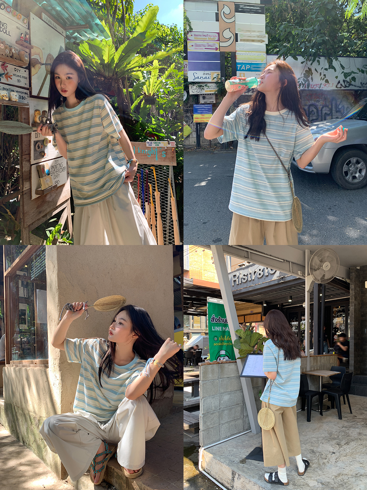 Color-Blocked Striped Short-Sleeve T-Shirt for Women – Loose Slimming Round Neck Top in Petite Sizes, Spring Summer 2025 Fashion Color-Blocked Striped Short-Sleeve T-Shirt for Women – Loose Slimming Round Neck Top in Petite Sizes, Spring Summer 2025 Fashion