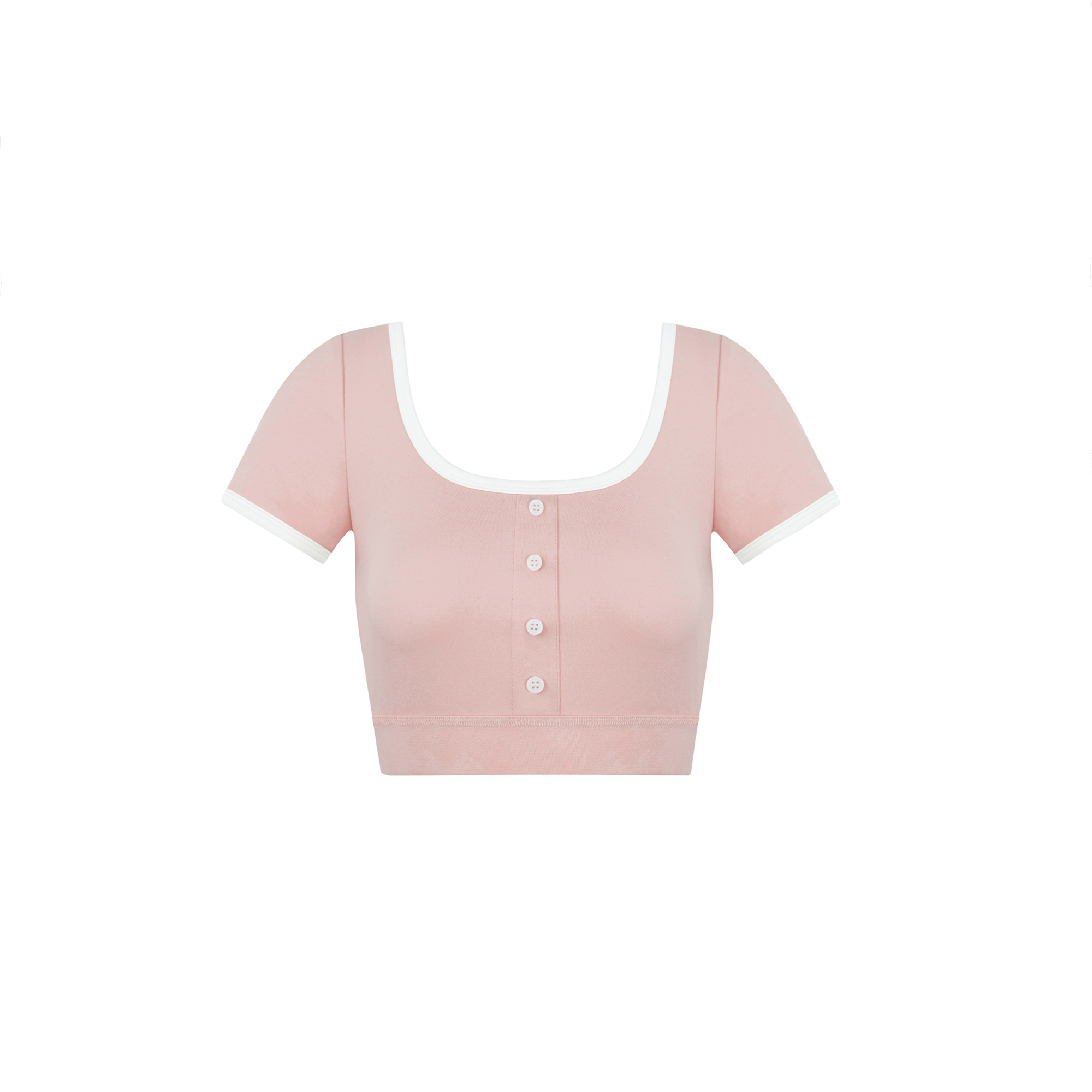 Color-Blocked U-Neck Cropped Elastic Short-Sleeve Top - Trendy Y2K Style for Effortless Summer Looks Color-Blocked U-Neck Cropped Elastic Short-Sleeve Top - Trendy Y2K Style for Effortless Summer Looks