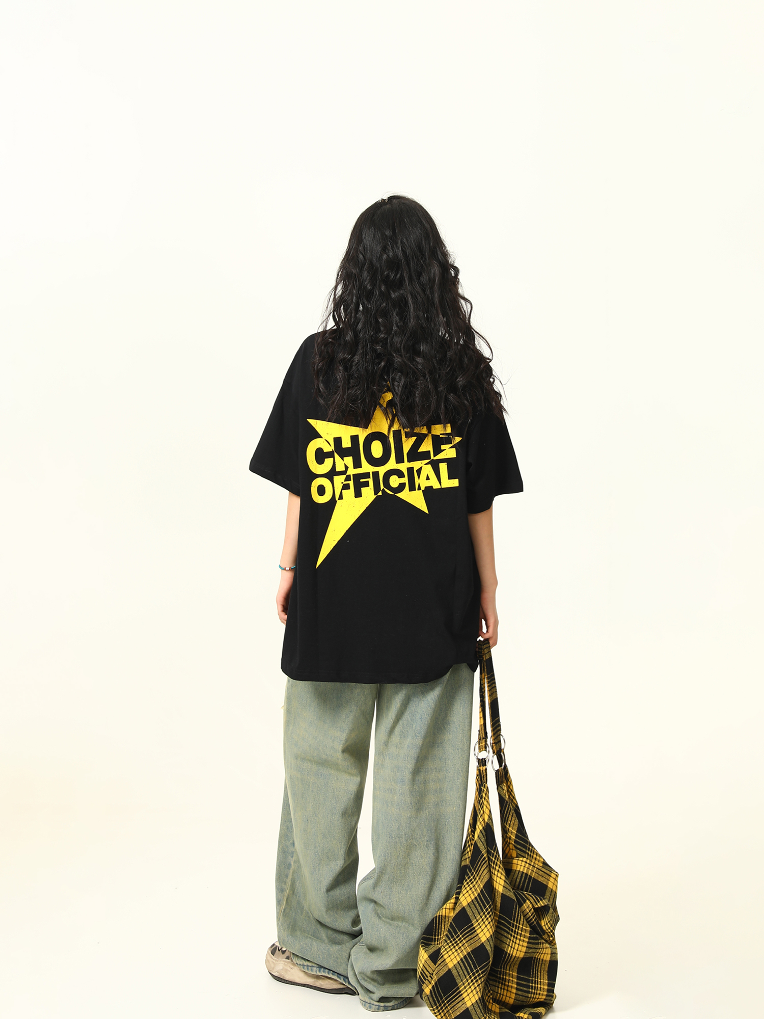 Color-Blocking American Street Star Print Short-Sleeve T-Shirt for Men and Women - Trendy Loose Fit Couple Top Color-Blocking American Street Star Print Short-Sleeve T-Shirt for Men and Women - Trendy Loose Fit Couple Top