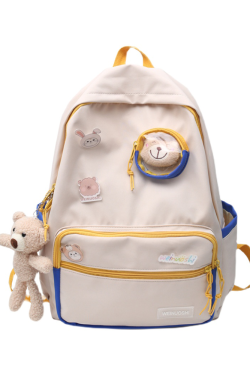 Color-Blocking Cartoon Backpack for School - Large Capacity Waterproof Bag for High School Students and Girls