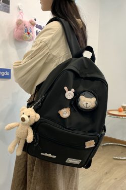 Color-Blocking Cartoon Backpack for School - Large Capacity Waterproof Bag for High School Students and Girls