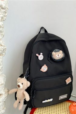 Color-Blocking Cartoon Backpack for School - Large Capacity Waterproof Bag for High School Students and Girls