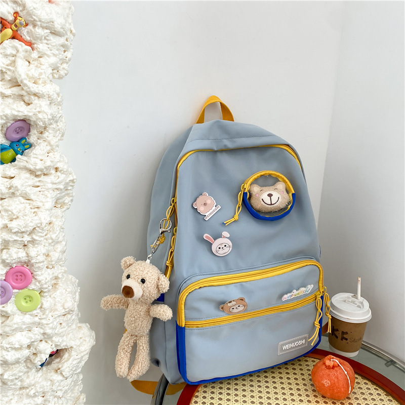 Color-Blocking Cartoon Backpack for School - Large Capacity Waterproof Bag for High School Students and Girls Color-Blocking Cartoon Backpack for School - Large Capacity Waterproof Bag for High School Students and Girls