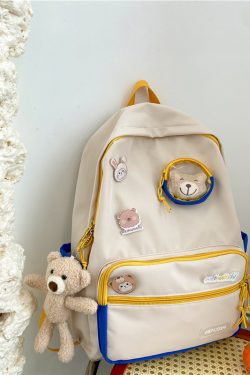 Color-Blocking Cartoon Backpack for School - Large Capacity Waterproof Bag for High School Students and Girls