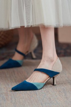 Color-Blocking Closed-Toe High-Heeled Sandals for Women - Matte Hollow Design - Summer Fashion Footwear