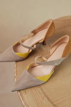 Color-Blocking Closed-Toe High-Heeled Sandals for Women - Matte Hollow Design - Summer Fashion Footwear