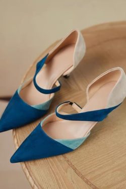 Color-Blocking Closed-Toe High-Heeled Sandals for Women - Matte Hollow Design - Summer Fashion Footwear