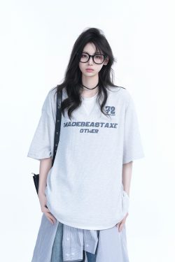 Color-Blocking Faux Two-Piece V-Neck Short Sleeve T-Shirt for Women - Waffle Texture, Loose Fit, College Style, Casual Fashion