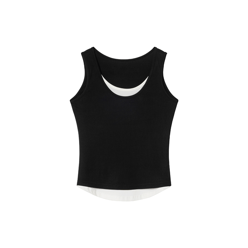 Color-Blocking Faux Two-Piece Vest for Women - Summer Slim Fit Sleeveless Outerwear, Casual Chic Style Color-Blocking Faux Two-Piece Vest for Women - Summer Slim Fit Sleeveless Outerwear, Casual Chic Style