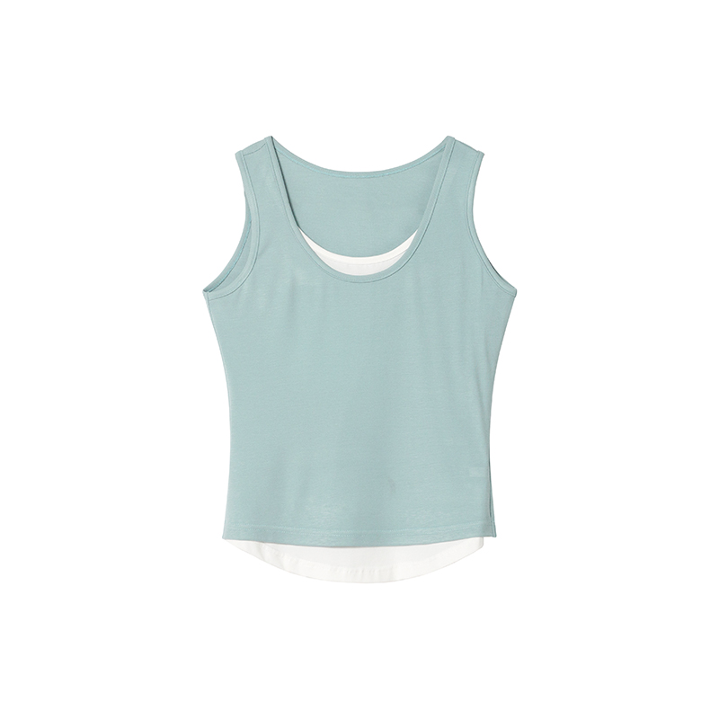 Color-Blocking Faux Two-Piece Vest for Women - Summer Slim Fit Sleeveless Outerwear, Casual Chic Style Color-Blocking Faux Two-Piece Vest for Women - Summer Slim Fit Sleeveless Outerwear, Casual Chic Style