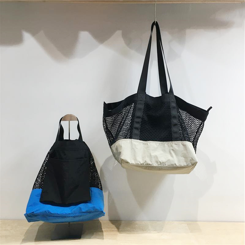 Color-Blocking Net Shoulder Bag - Summer Casual Large Capacity Reversible Shopping Bag for Trendy Niche Style Color-Blocking Net Shoulder Bag - Summer Casual Large Capacity Reversible Shopping Bag for Trendy Niche Style
