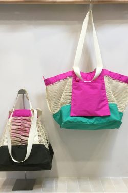 Color-Blocking Net Shoulder Bag - Summer Casual Large Capacity Reversible Shopping Bag for Trendy Niche Style