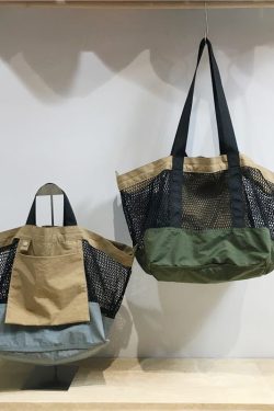 Color-Blocking Net Shoulder Bag - Summer Casual Large Capacity Reversible Shopping Bag for Trendy Niche Style