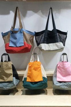 Color-Blocking Net Shoulder Bag - Summer Casual Large Capacity Reversible Shopping Bag for Trendy Niche Style