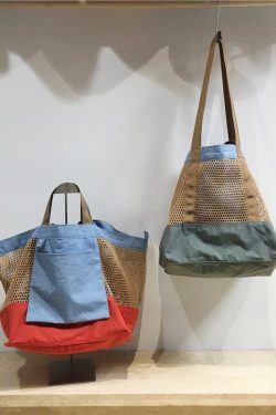 Color-Blocking Net Shoulder Bag - Summer Casual Large Capacity Reversible Shopping Bag for Trendy Niche Style