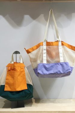 Color-Blocking Net Shoulder Bag - Summer Casual Large Capacity Reversible Shopping Bag for Trendy Niche Style