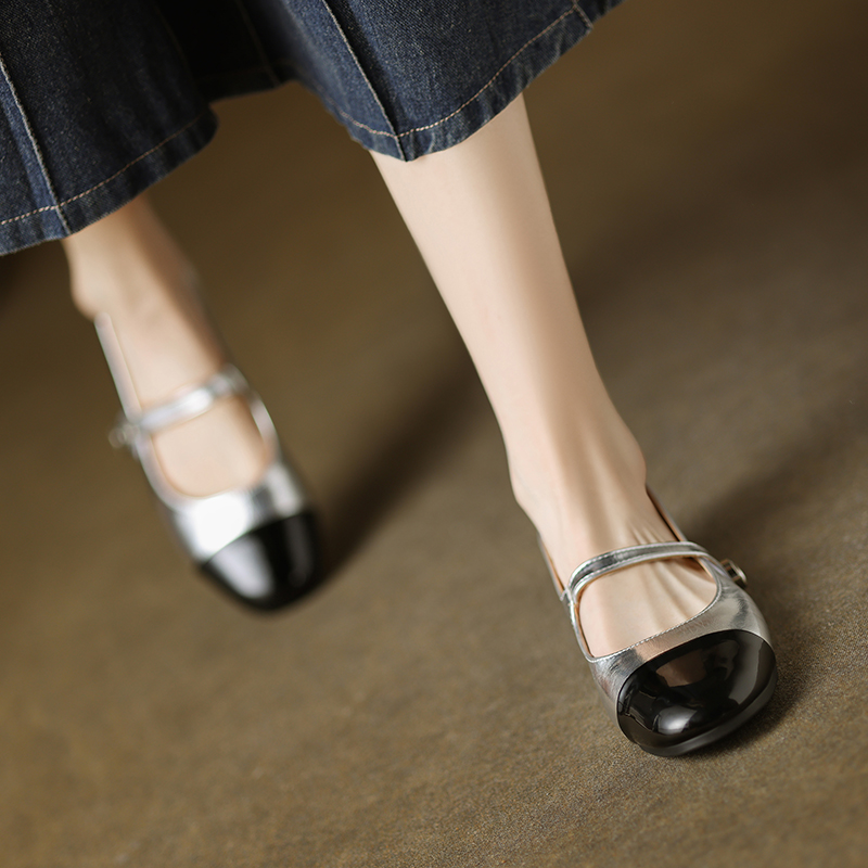 Color-Blocking One-Strap Mary Jane Shoes for Women - Versatile Flat Style for 2025, Trendy and Chic Footwear Color-Blocking One-Strap Mary Jane Shoes for Women - Versatile Flat Style for 2025, Trendy and Chic Footwear