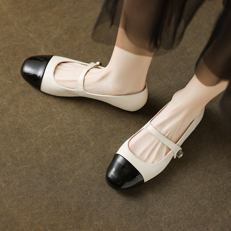 Color-Blocking One-Strap Mary Jane Shoes for Women - Versatile Flat Style for 2025, Trendy and Chic Footwear Color-Blocking One-Strap Mary Jane Shoes for Women - Versatile Flat Style for 2025, Trendy and Chic Footwear