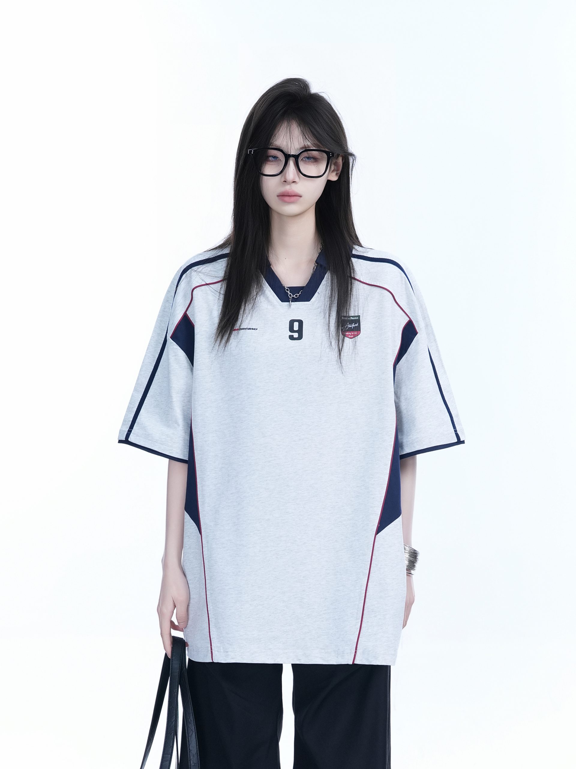 Color-Blocking Oversized Short-Sleeve T-Shirt for Women - Retro American Style, Summer Loose Fit, Trendy Mountain Graphic Design Color-Blocking Oversized Short-Sleeve T-Shirt for Women - Retro American Style, Summer Loose Fit, Trendy Mountain Graphic Design