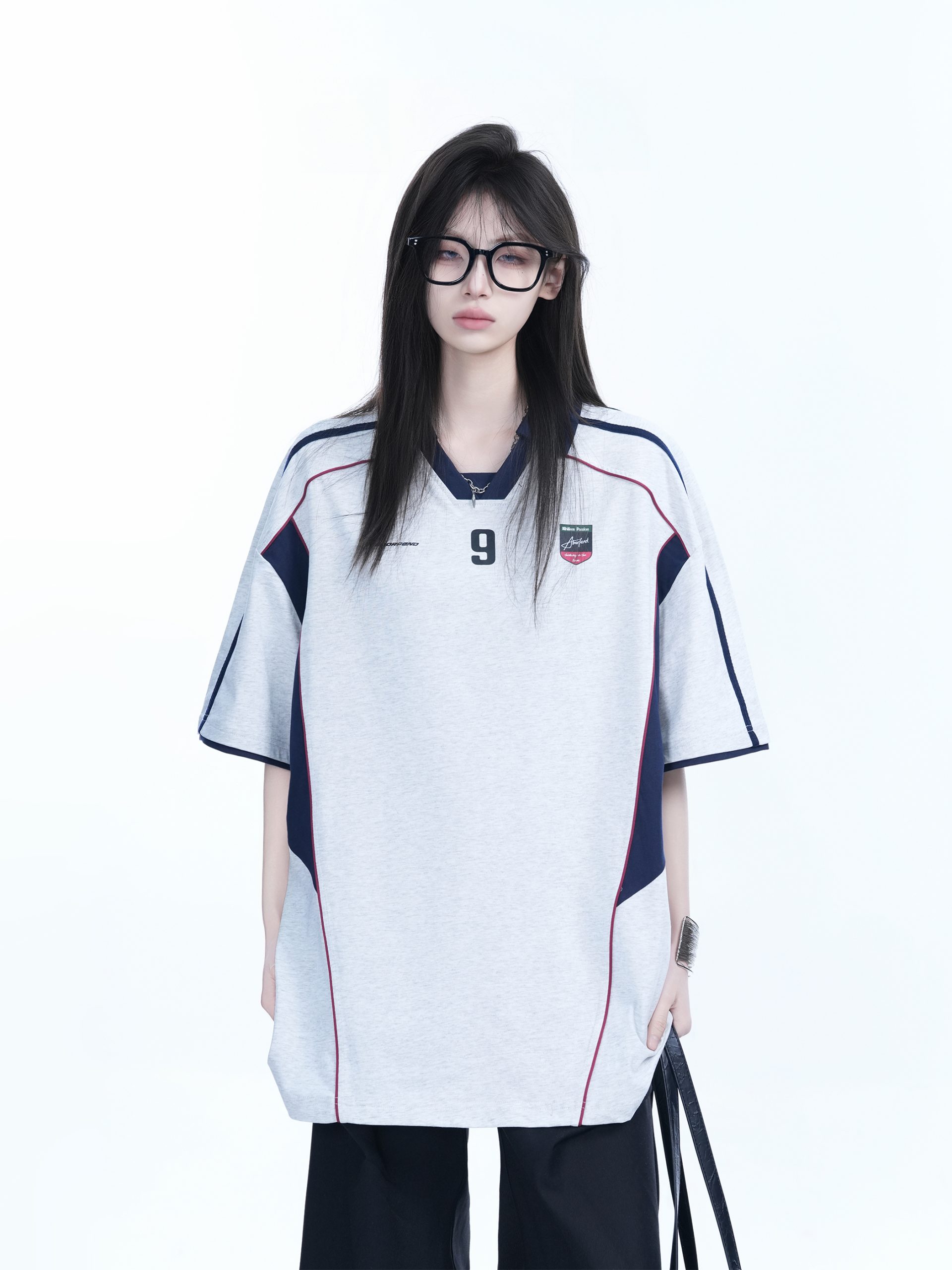 Color-Blocking Oversized Short-Sleeve T-Shirt for Women - Retro American Style, Summer Loose Fit, Trendy Mountain Graphic Design Color-Blocking Oversized Short-Sleeve T-Shirt for Women - Retro American Style, Summer Loose Fit, Trendy Mountain Graphic Design