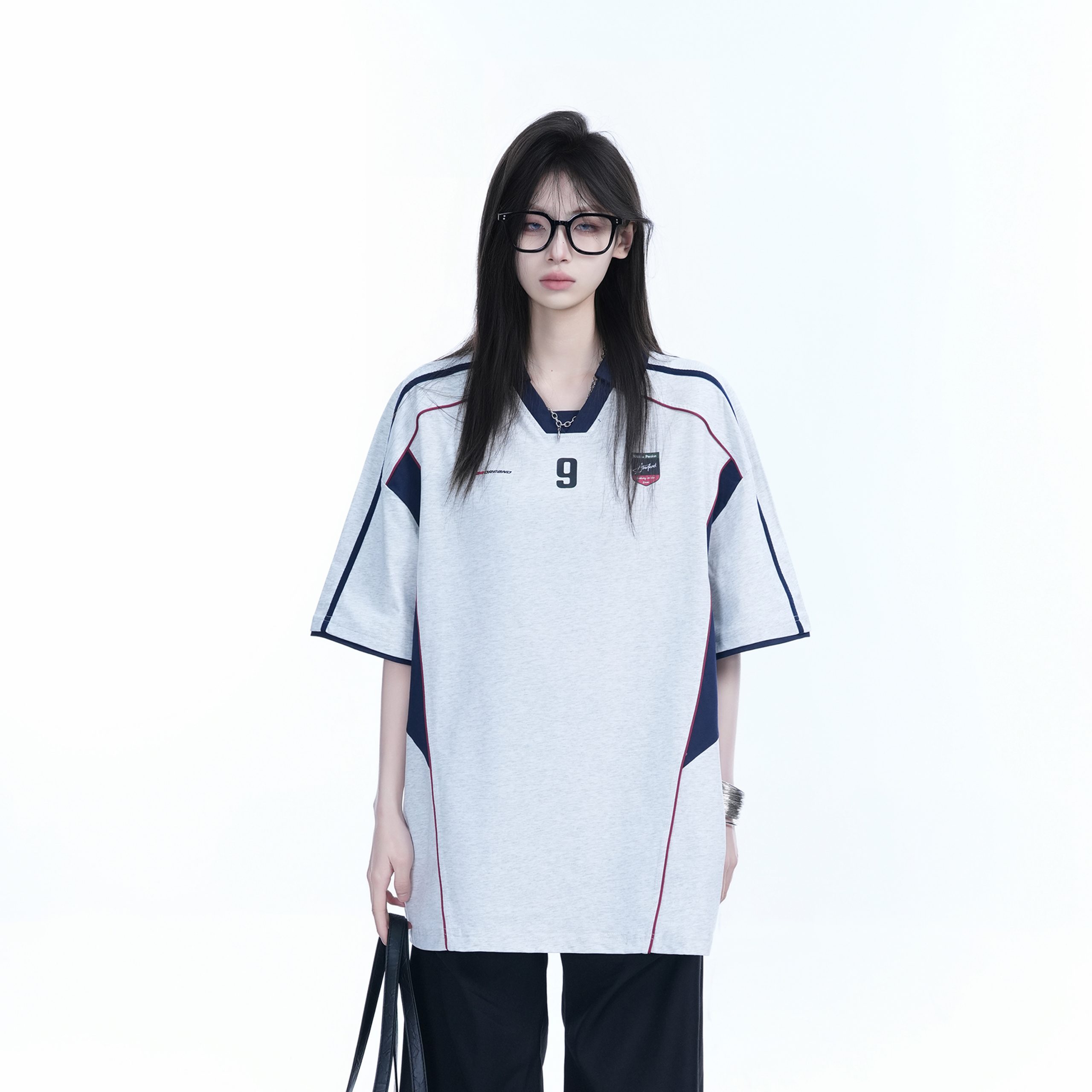 Color-Blocking Oversized Short-Sleeve T-Shirt for Women - Retro American Style, Summer Loose Fit, Trendy Mountain Graphic Design Color-Blocking Oversized Short-Sleeve T-Shirt for Women - Retro American Style, Summer Loose Fit, Trendy Mountain Graphic Design