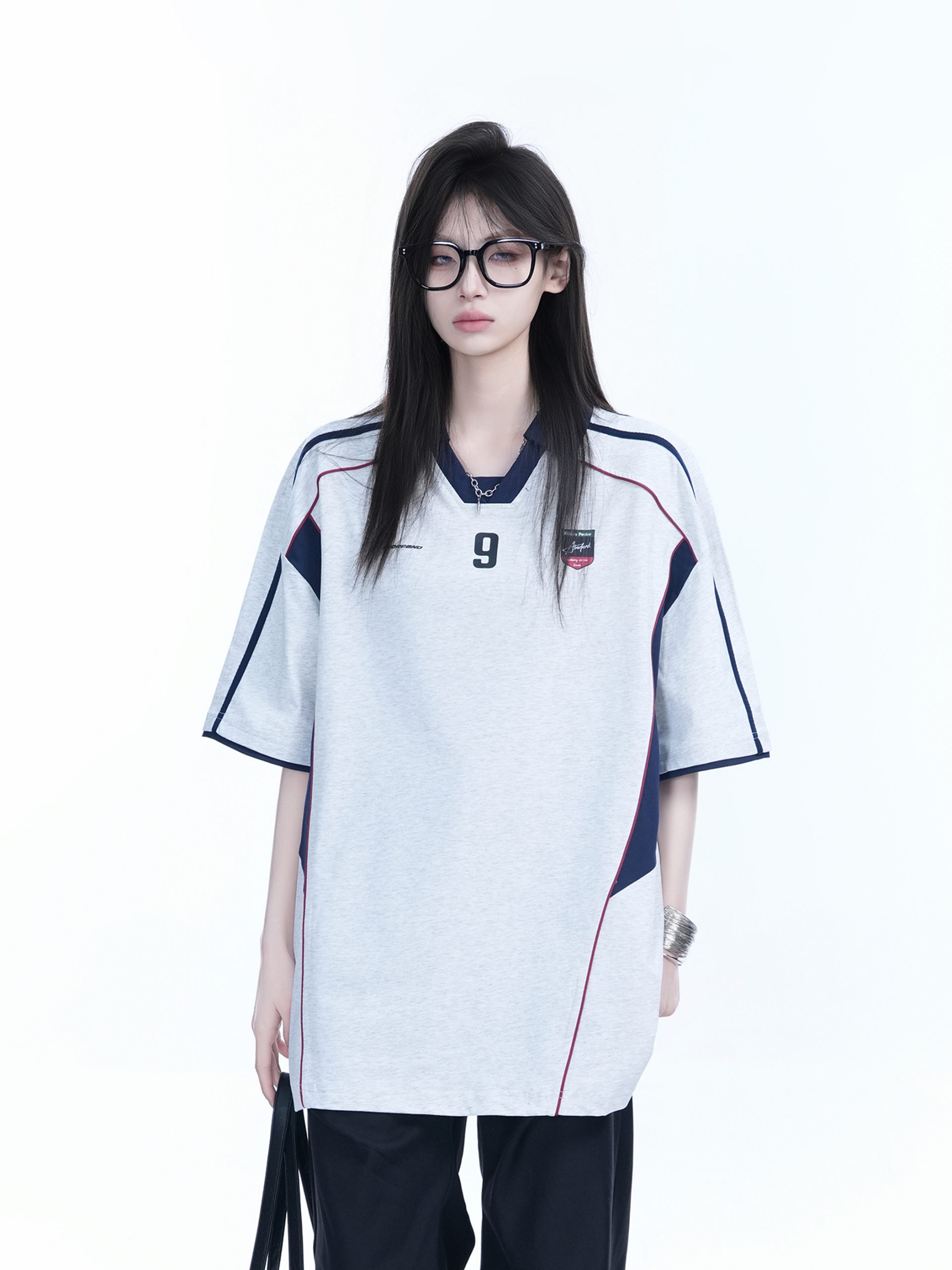 Color-Blocking Oversized Short-Sleeve T-Shirt for Women - Retro American Style, Summer Loose Fit, Trendy Mountain Graphic Design Color-Blocking Oversized Short-Sleeve T-Shirt for Women - Retro American Style, Summer Loose Fit, Trendy Mountain Graphic Design