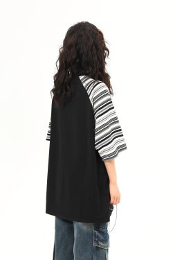 Color-Blocking Raglan Short Sleeve T-Shirt for Men and Women - Trendy Summer Couple Top, American Street Style Fashion