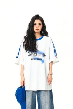 Color-Blocking Short-Sleeve T-Shirt for Women - Retro American Style, Youthful Vitality, Summer Essential