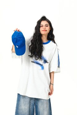 Color-Blocking Short-Sleeve T-Shirt for Women - Retro American Style, Youthful Vitality, Summer Essential