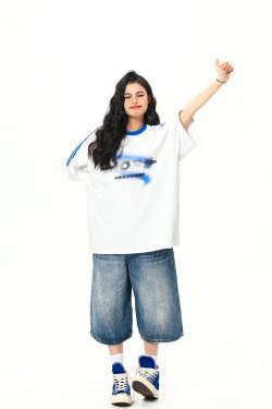 Color-Blocking Short-Sleeve T-Shirt for Women - Retro American Style, Youthful Vitality, Summer Essential