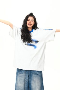 Color-Blocking Short-Sleeve T-Shirt for Women - Retro American Style, Youthful Vitality, Summer Essential