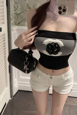 Color-Blocking Strapless Top for Women - Slim Fit, Trendy Summer Fashion, Perfect for Y2K and Casual Outings