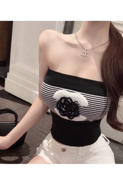 Color-Blocking Strapless Top for Women - Slim Fit, Trendy Summer Fashion, Perfect for Y2K and Casual Outings