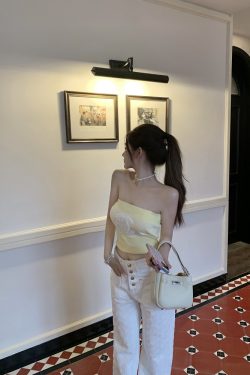 Color-Blocking Strapless Top for Women - Slim Fit, Trendy Summer Fashion, Perfect for Y2K and Casual Outings